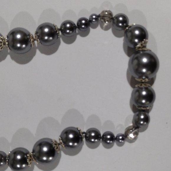 Cherish Elegant Silver tone & Grey Beads Long Necklace - Women's Fashion Jewelry - Picture 7 of 7